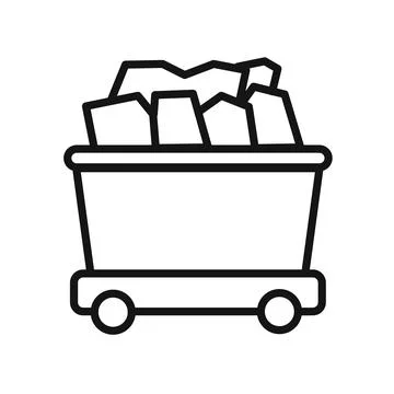 Mining Cart icon black and white vector sign Stock Illustration