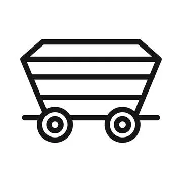 Mining Cart icon Black line art vector Stock Illustration