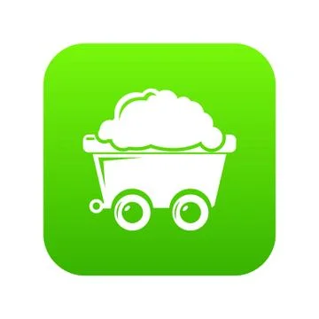 Mining cart icon green vector Illustrazione stock