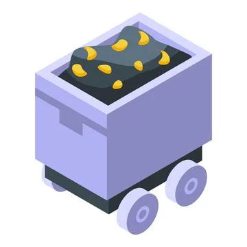 Mining cart icon isometric vector. Gold mine Stock Illustration