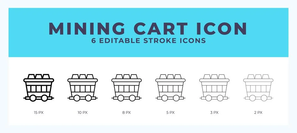 Mining cart icon set with different stroke. Vector illustration with editab.. Illustrazione stock