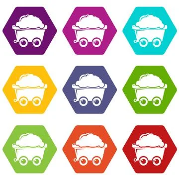 Mining cart icons set 9 Illustrazione stock