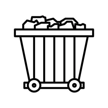 Mining Cart linear logo mark in black and white Stock Illustration