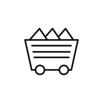 Mining Cart logo sign vector outline Stock Illustration