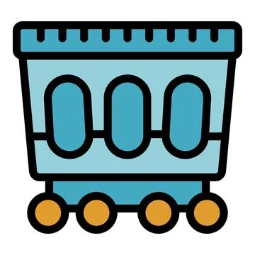 Mining cart moving on wheels through tunnel icon Stock Illustration