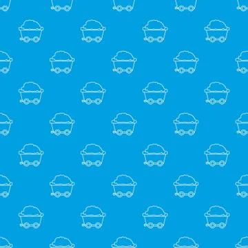 Mining cart pattern vector seamless blue Stock Illustration