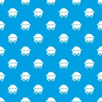 Mining cart pattern vector seamless blue Stock Illustration
