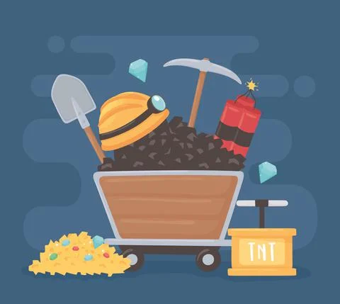 Mining cart tools Stock Illustration