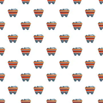 Mining carts filled with coal seamless pattern Stock Illustration