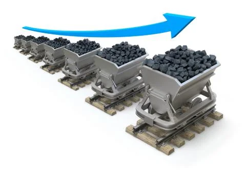 Mining carts with increasing arrow Stock Illustration