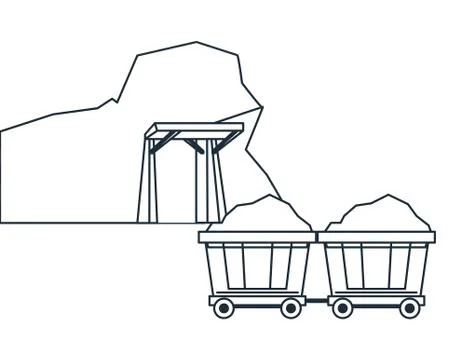 Mining cave and wagon carts Illustrazione stock