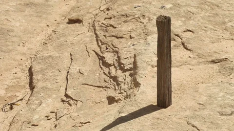 Mining Claim Stake in Desert Slickrock Side Shot Stock Footage 39763468