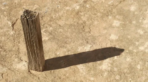 Mining Claim Stake in Desert Slickrock Shadow to Right Stock Footage 39763728