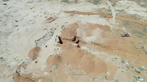 Mining Clair in Outback Opal Mining Town - Aerial Drone Shot Seen From Above Stock Footage 312738637