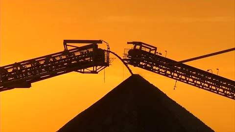 Mining - Closeup of conveyor Stock Footage 321048486