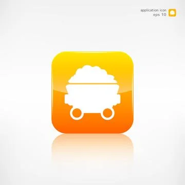 Mining coal cart icon.Application button. Illustrazione stock