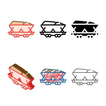 Mining coal color icon vector symbol set Stock Illustration