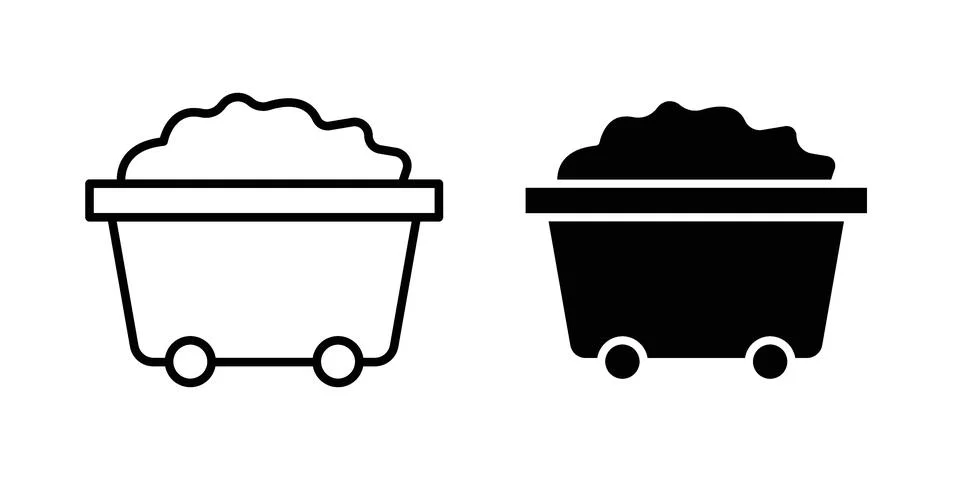 Mining coal icon linear versions pack on white background Stock Illustration