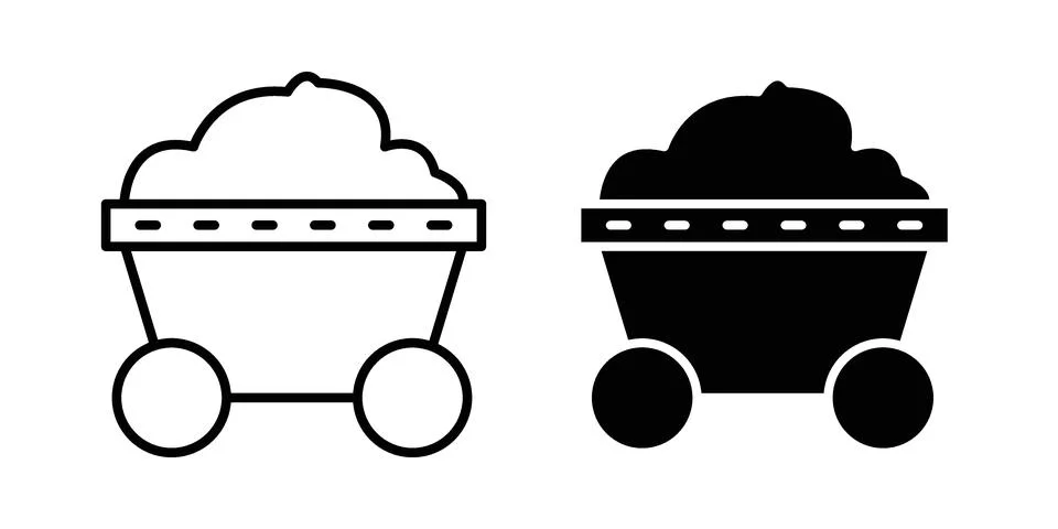 Mining coal icon set modern line and solid style collection. Stock Illustration