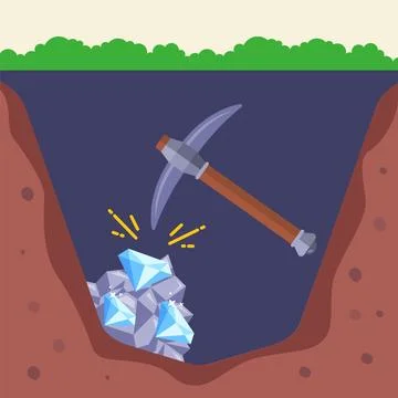 Mining coal minerals gold concept. Stock Illustration