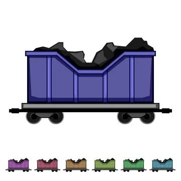 Mining coal wagon cartoon vector graphic Stock Illustration