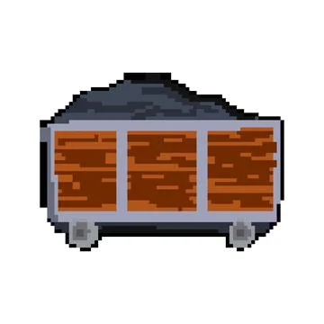 Mining coal wagon pixel art vector illustration 스톡 일러스트