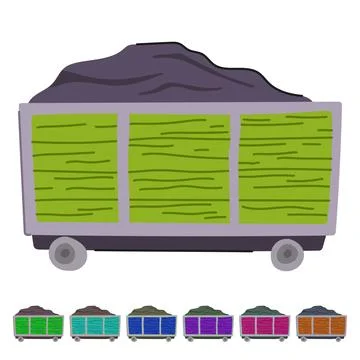 Mining coal wagon vector cartoon graphic Stock Illustration
