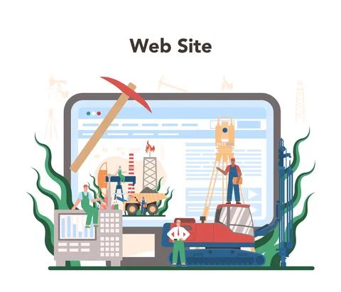 Mining concept online service or platform. Mineral and natural Stock Illustration