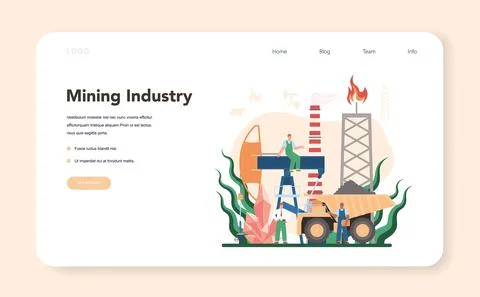 Mining concept web banner or landing page. Mineral and natural resources Stock Illustration