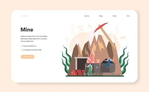 Mining concept web banner or landing page. Mineral and natural resources Stock Illustration