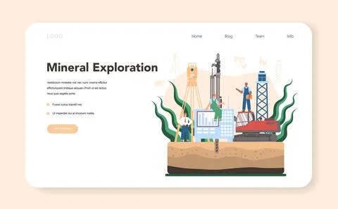 Mining concept web banner or landing page. Mineral and natural resources Stock Illustration