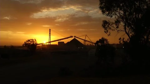 Mining - Conveyor Wide Shot Stock Footage 321048542