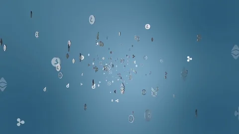 Mining crypto currency in the economic system. economic background. icons of Stock Footage 82996841