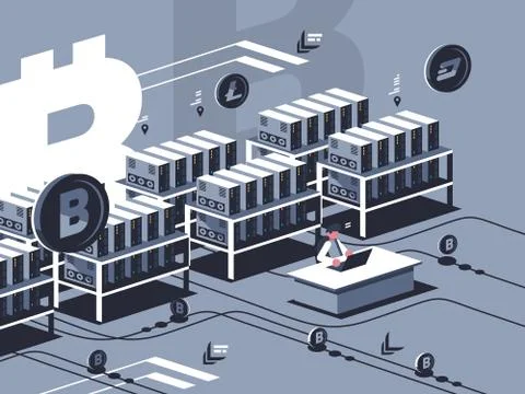 Mining crypto currency Ilustração Stock