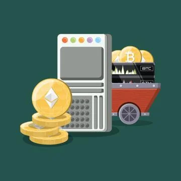 Mining cryptocoins design Stock Illustration