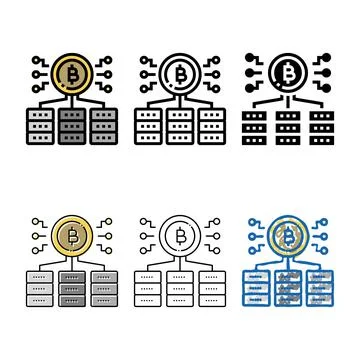 Mining cryptocurrency color icon edition vector Stock Illustration