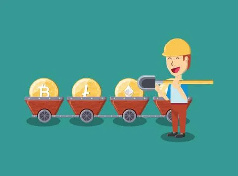 Mining cryptocurrency design Stock Illustration