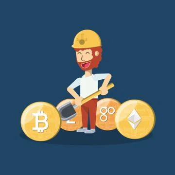 Mining cryptocurrency design 库存插图