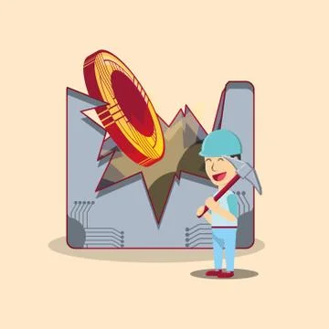 Mining cryptocurrency design 库存插图