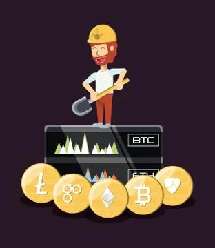 Mining cryptocurrency design Stock Illustration