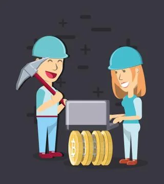 Mining cryptocurrency design Stockillustratie