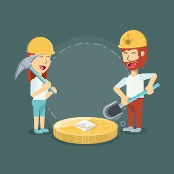 Mining cryptocurrency design Stockillustratie