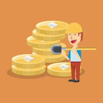Mining cryptocurrency design 库存插图