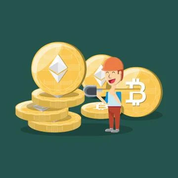 Mining cryptocurrency design Stockillustratie