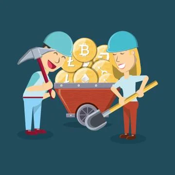 Mining cryptocurrency design Stock Illustration