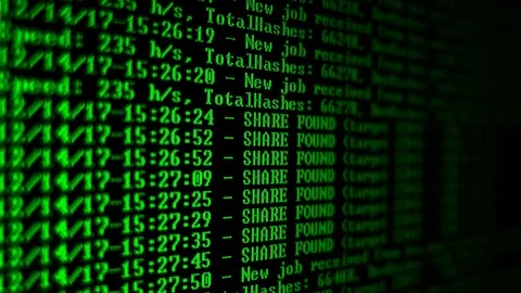 Mining Cryptocurrency process program on display PC. Using Software. Share Found Stock Footage 83467462