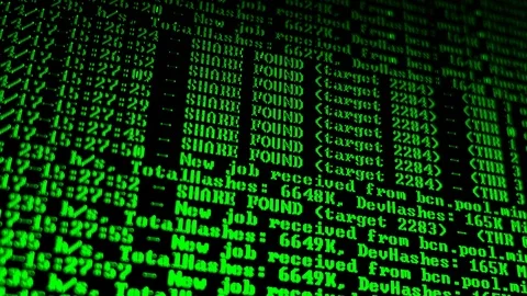 Mining Cryptocurrency process program on display PC. Using Software. Share Found Stock Footage 83468341