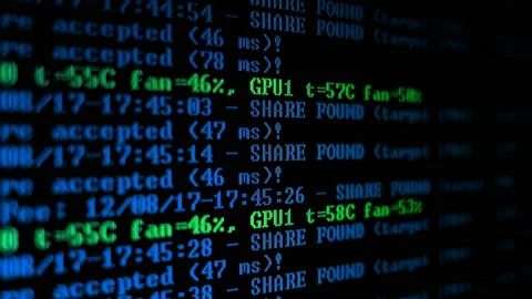 Mining Cryptocurrency process program on display PC. Using Software. Share Found Video stock 86813055