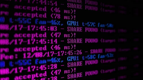 Mining Cryptocurrency process program on display PC. Using Software. Share Found Stock Footage 86816373