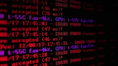 Mining Cryptocurrency process program on display PC. Using Software. Share Found Stock Footage 86818236